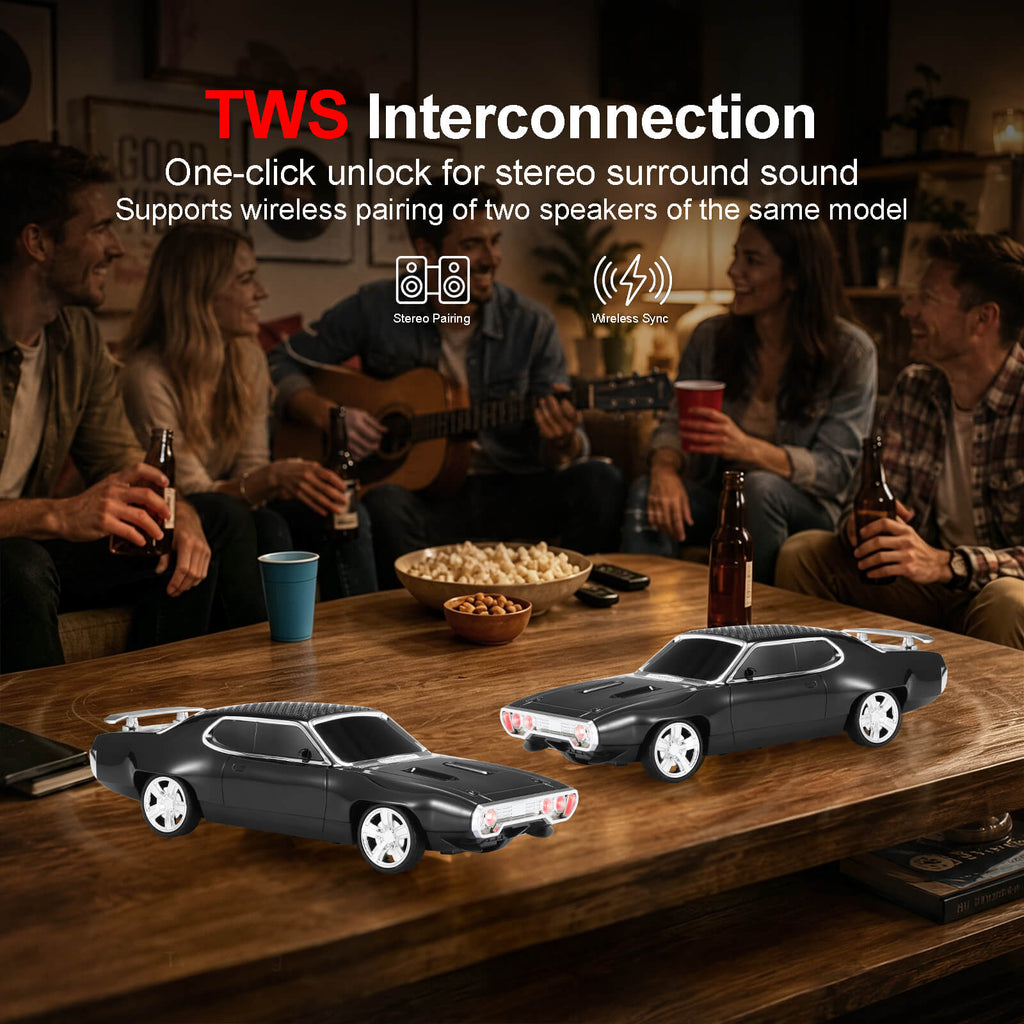 WS - 620 Classic Muscle Car Bluetooth Replica Speaker – Portable Wireless with HD Sound, TWS Stereo Pairing, LED Party Light, USB/TF/FM Support, Built - in Mic, Home Audio Cars Speaker Gift - WSTER