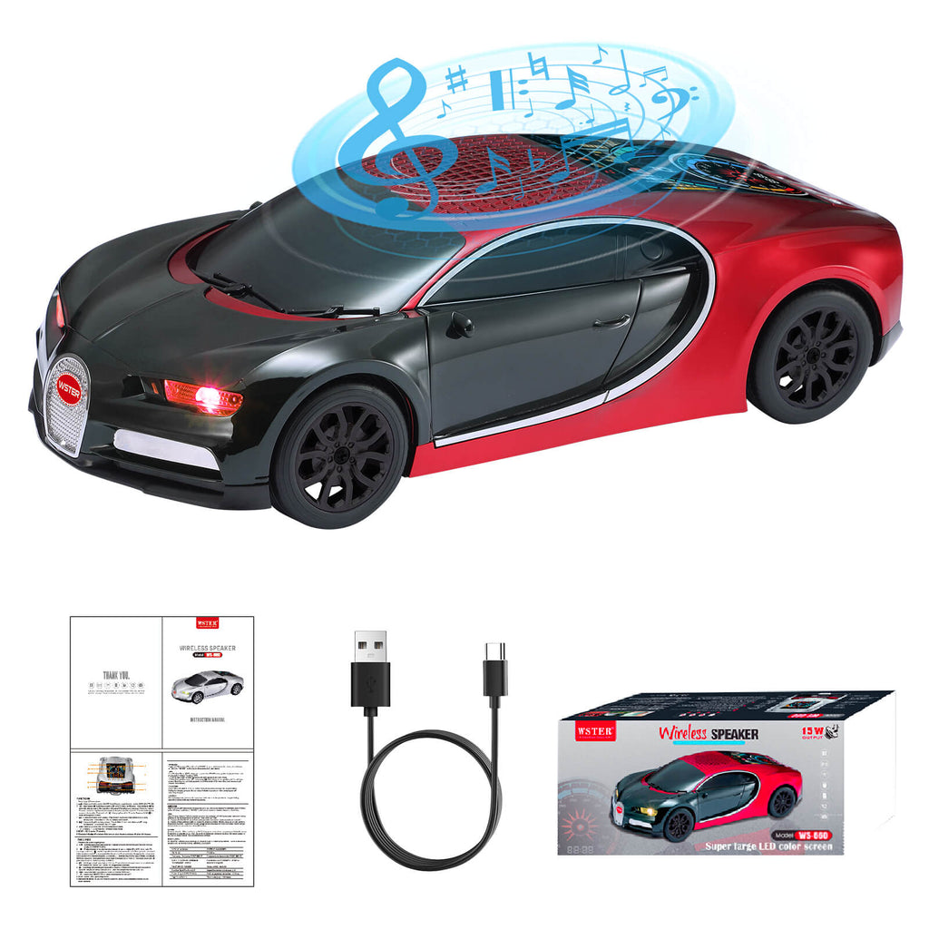 WS - 660 Hypercar Replica Bluetooth Speaker with LED Starry - Sky Display, Portable with HD Sound, LED Party Light, TWS Pairing, FM/USB/TF Playback, Built - in Mic, Best Idea for Hypercar Lovers - WSTER