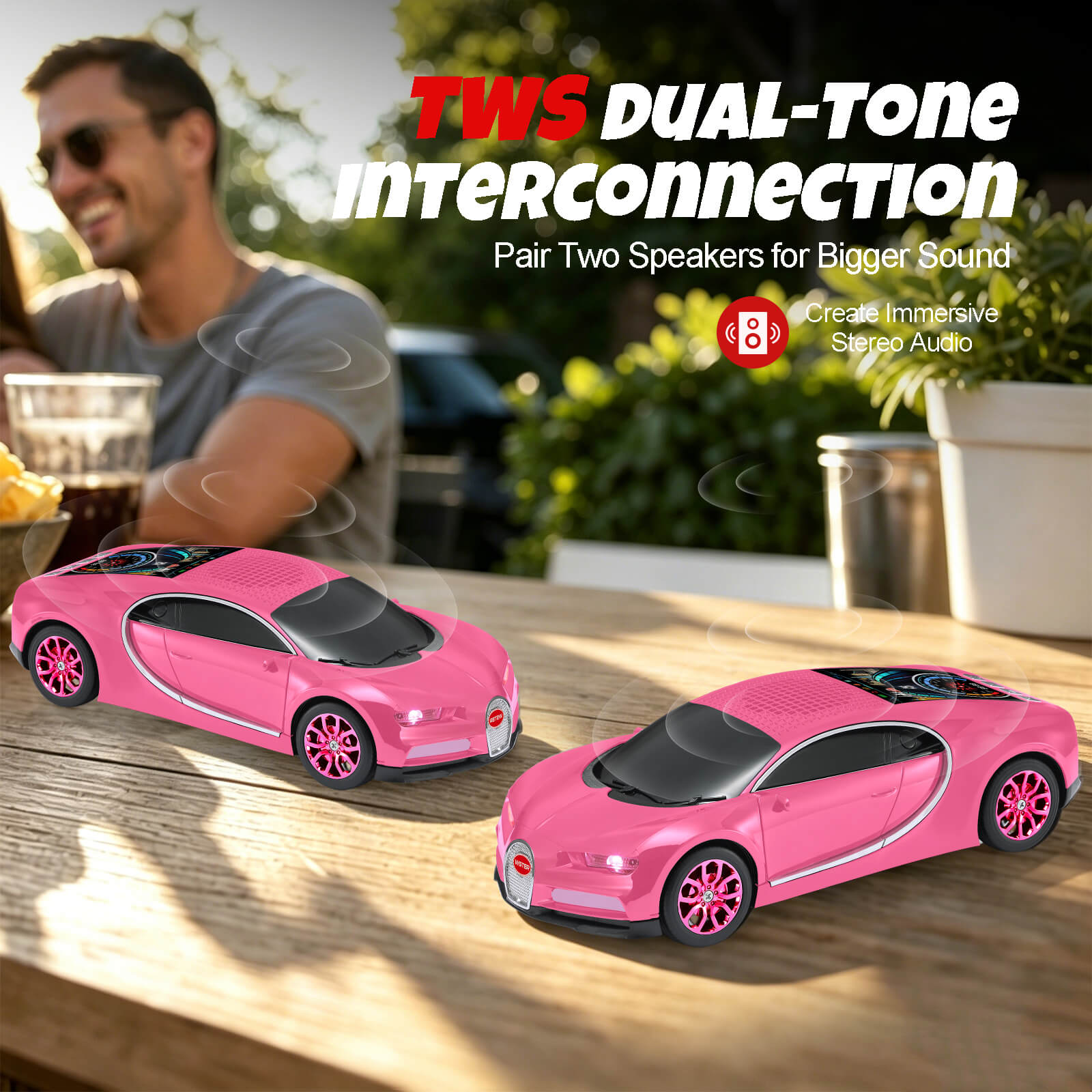 WS - 660 Hypercar Replica Bluetooth Speaker with LED Starry - Sky Display, Portable with HD Sound, LED Party Light, TWS Pairing, FM/USB/TF Playback, Built - in Mic, Best Idea for Hypercar Lovers - WSTER