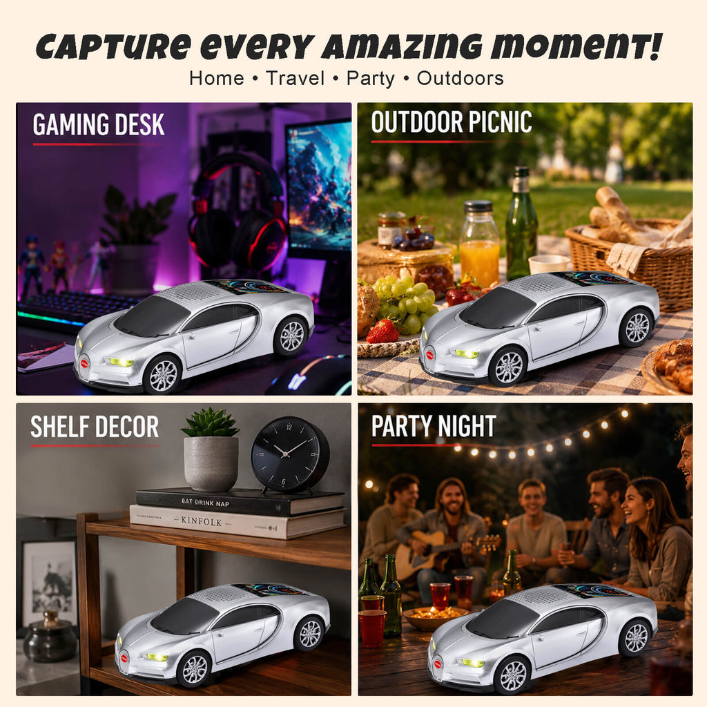 WS - 660 Hypercar Replica Bluetooth Speaker with LED Starry - Sky Display, Portable with HD Sound, LED Party Light, TWS Pairing, FM/USB/TF Playback, Built - in Mic, Best Idea for Hypercar Lovers - WSTER