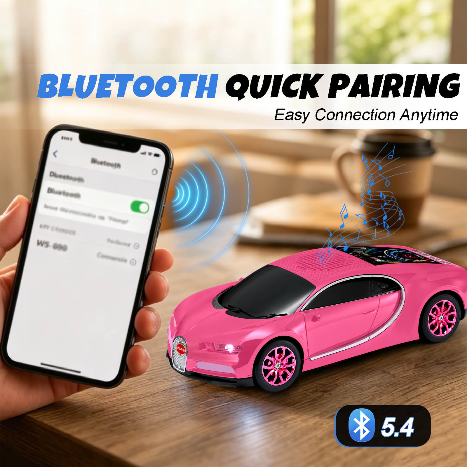WS - 660 Hypercar Replica Bluetooth Speaker with LED Starry - Sky Display, Portable with HD Sound, LED Party Light, TWS Pairing, FM/USB/TF Playback, Built - in Mic, Best Idea for Hypercar Lovers - WSTER