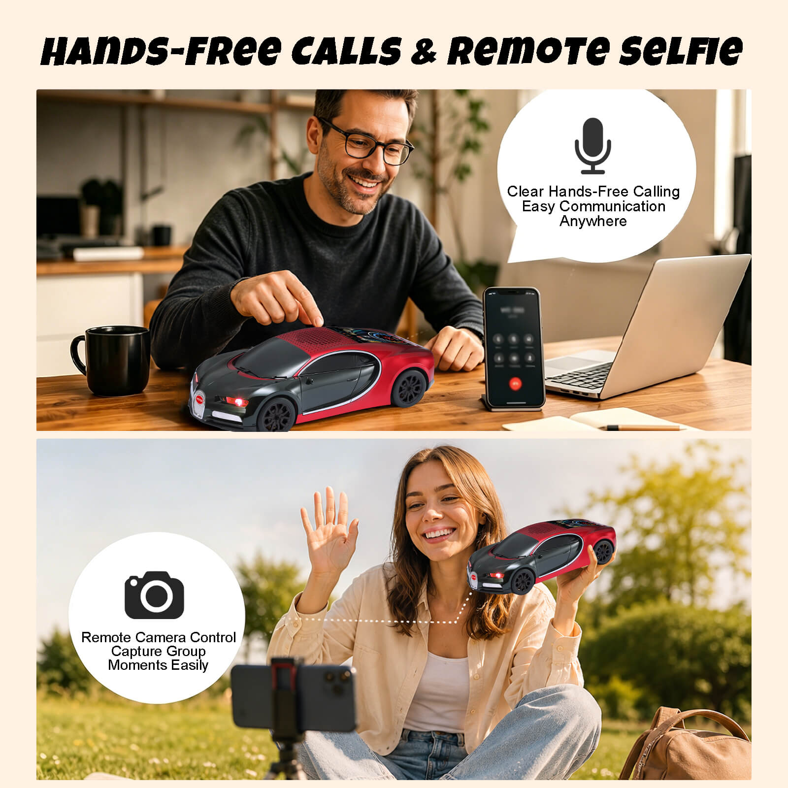WS - 660 Hypercar Replica Bluetooth Speaker with LED Starry - Sky Display, Portable with HD Sound, LED Party Light, TWS Pairing, FM/USB/TF Playback, Built - in Mic, Best Idea for Hypercar Lovers - WSTER
