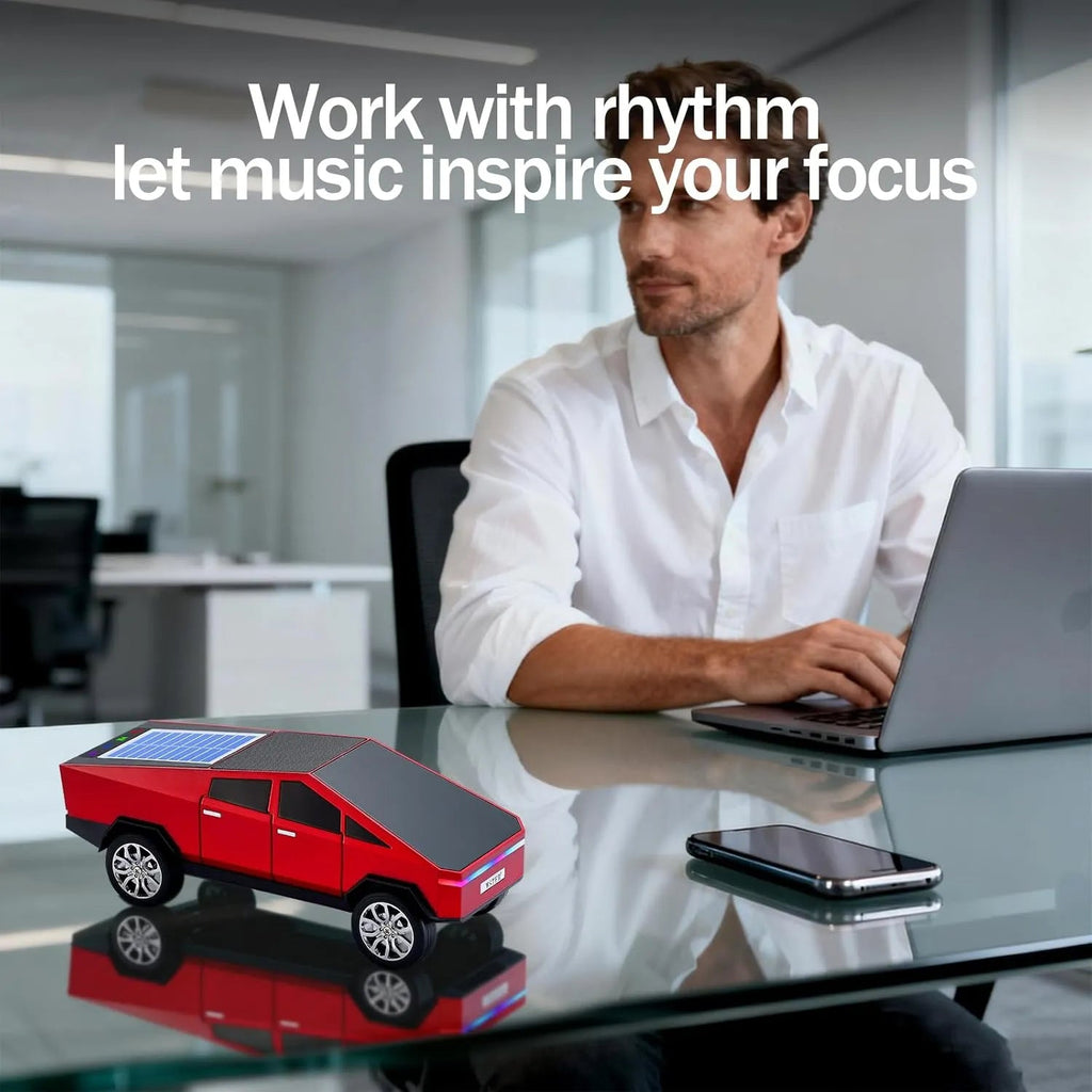 WS - 699 Solar Bluetooth Replica Speaker – Future Pickup Truck Design, HD Sound, TWS Stereo Pairing, FM Radio, LED Party Light, USB/TF Playback, Hands - Free Mic, Type - C Charging, Portable Gift - WSTER