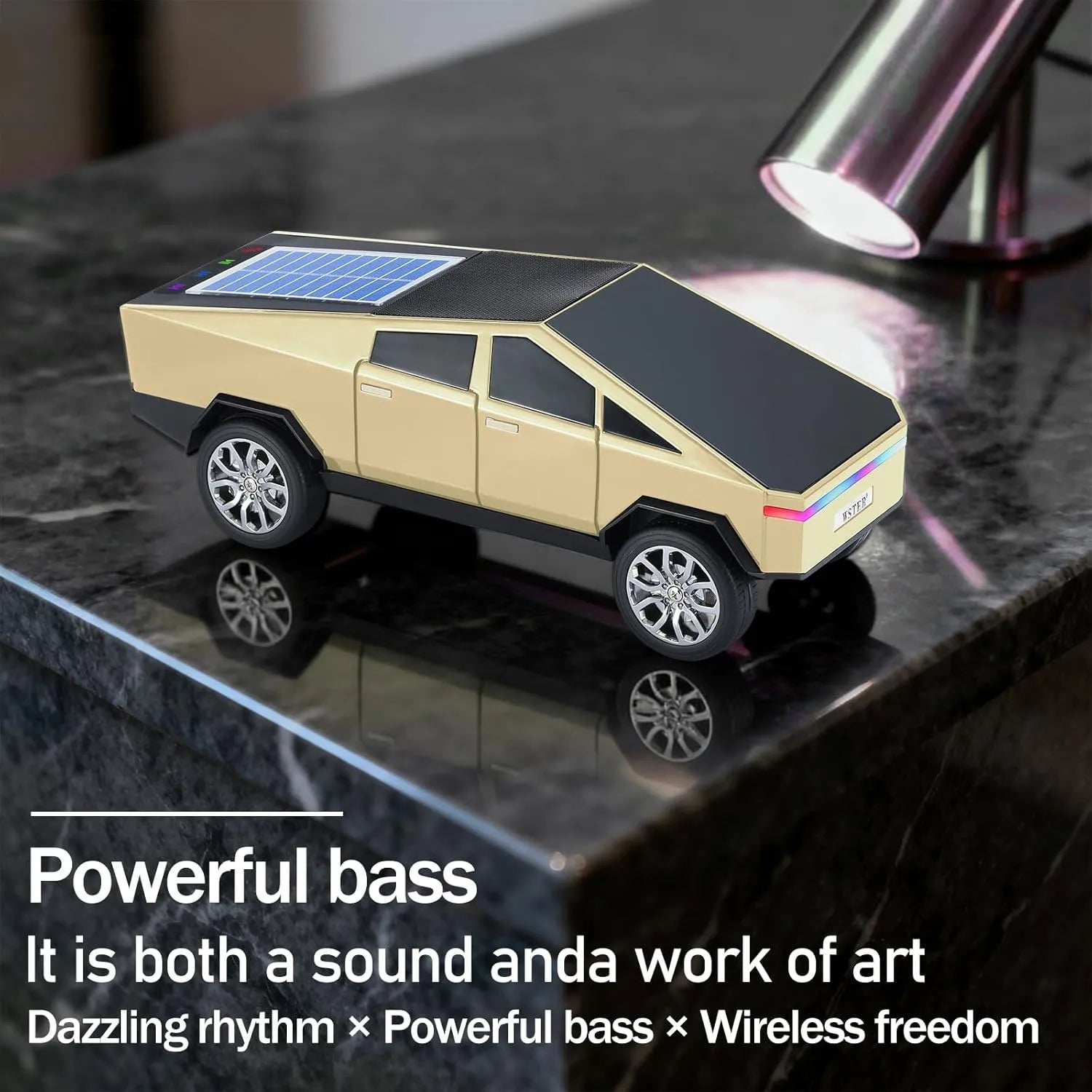 WS - 699 Solar Bluetooth Replica Speaker – Future Pickup Truck Design, HD Sound, TWS Stereo Pairing, FM Radio, LED Party Light, USB/TF Playback, Hands - Free Mic, Type - C Charging, Portable Gift - WSTER