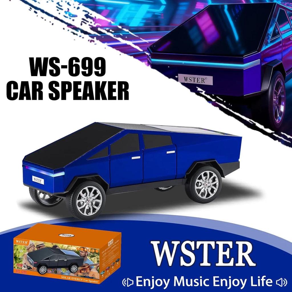 WS - 699 Solar Bluetooth Replica Speaker – Future Pickup Truck Design, HD Sound, TWS Stereo Pairing, FM Radio, LED Party Light, USB/TF Playback, Hands - Free Mic, Type - C Charging, Portable Gift - WSTER