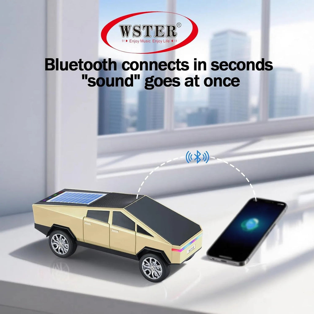 WS - 699 Solar Bluetooth Replica Speaker – Future Pickup Truck Design, HD Sound, TWS Stereo Pairing, FM Radio, LED Party Light, USB/TF Playback, Hands - Free Mic, Type - C Charging, Portable Gift - WSTER
