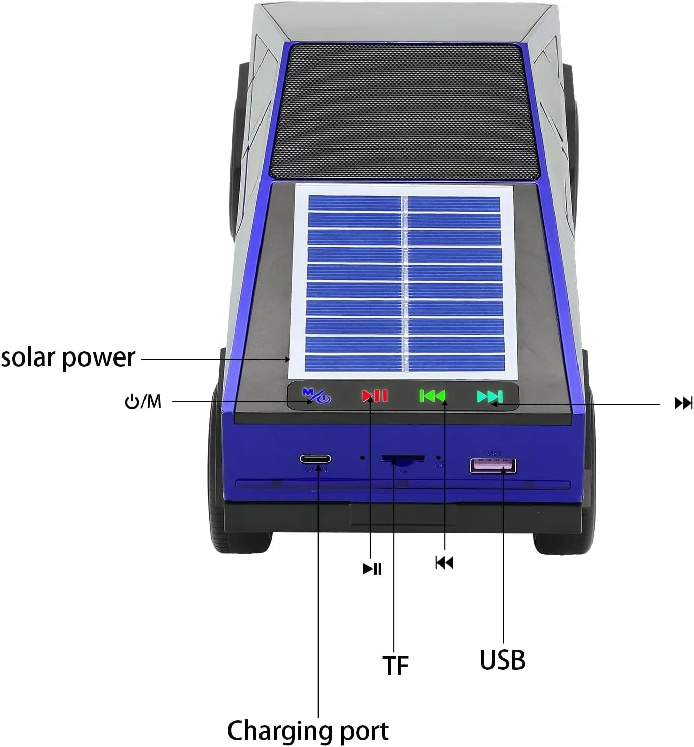 WS - 699 Solar Bluetooth Replica Speaker – Future Pickup Truck Design, HD Sound, TWS Stereo Pairing, FM Radio, LED Party Light, USB/TF Playback, Hands - Free Mic, Type - C Charging, Portable Gift - WSTER