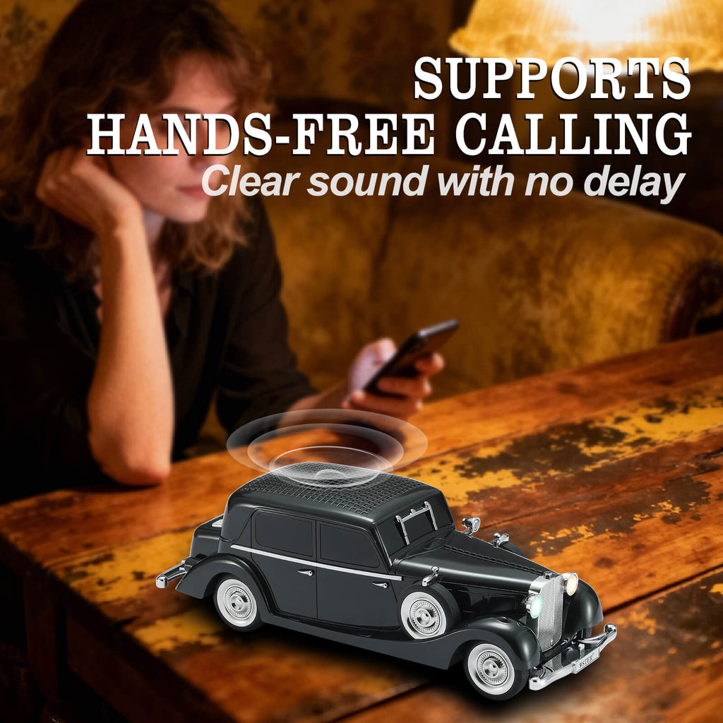 WSTER WS - 1934 Retro Classic Car Bluetooth Replica Speaker – Wireless HD Sound with FM Radio,TWS Stereo,LED Party Lights,Built - in Microphone Hands - Free Call, Surprise Portable Gift for Party Use - WSTER