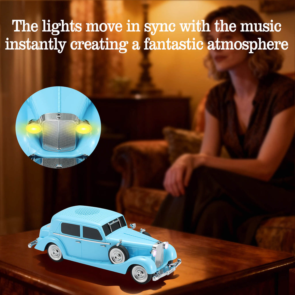 WSTER WS - 1934 Retro Classic Car Bluetooth Replica Speaker – Wireless HD Sound with FM Radio,TWS Stereo,LED Party Lights,Built - in Microphone Hands - Free Call, Surprise Portable Gift for Party Use - WSTER