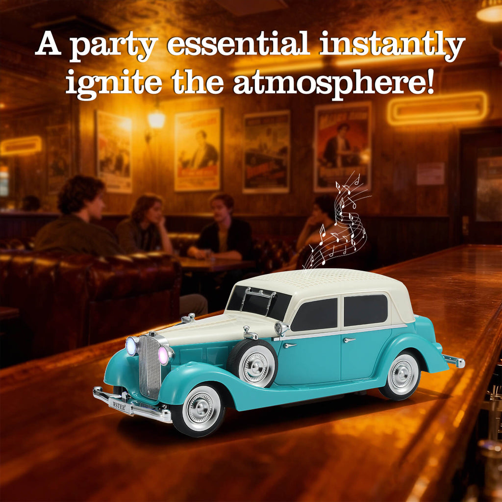 WSTER WS - 1934 Retro Classic Car Bluetooth Replica Speaker – Wireless HD Sound with FM Radio,TWS Stereo,LED Party Lights,Built - in Microphone Hands - Free Call, Surprise Portable Gift for Party Use - WSTER