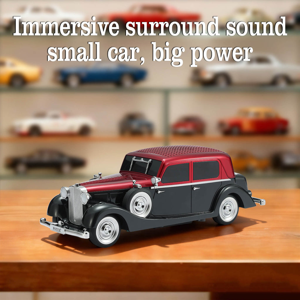 WSTER WS - 1934 Retro Classic Car Bluetooth Replica Speaker – Wireless HD Sound with FM Radio,TWS Stereo,LED Party Lights,Built - in Microphone Hands - Free Call, Surprise Portable Gift for Party Use - WSTER