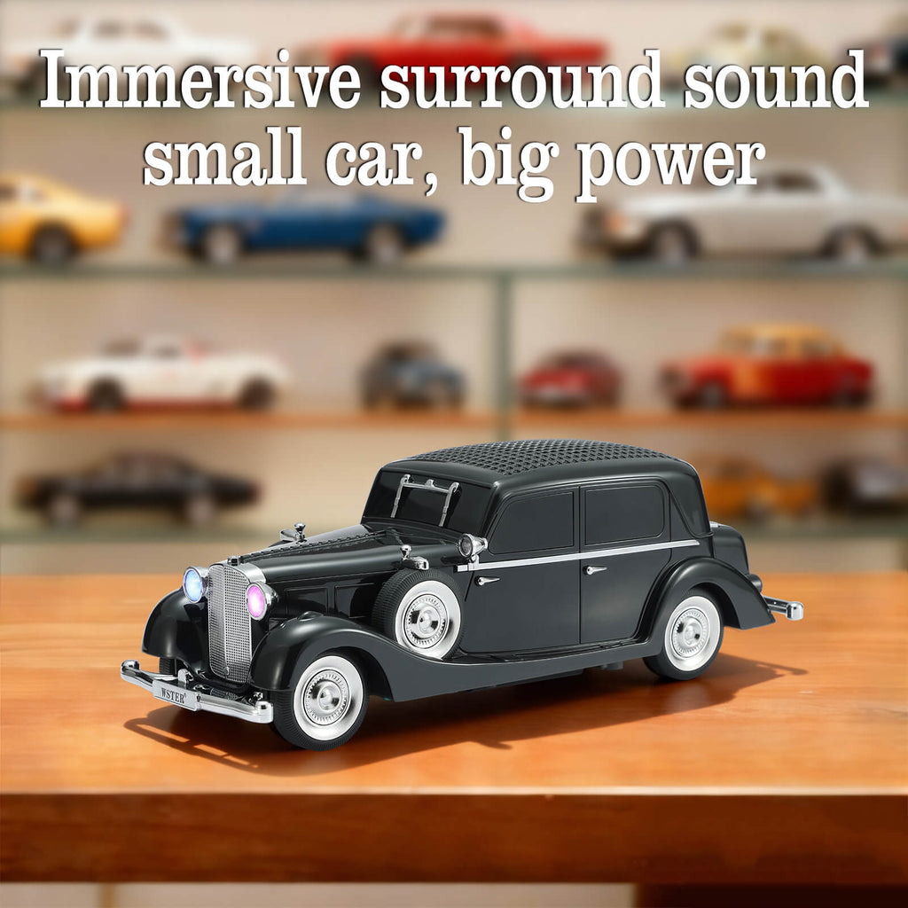 WSTER WS - 1934 Retro Classic Car Bluetooth Replica Speaker – Wireless HD Sound with FM Radio,TWS Stereo,LED Party Lights,Built - in Microphone Hands - Free Call, Surprise Portable Gift for Party Use - WSTER