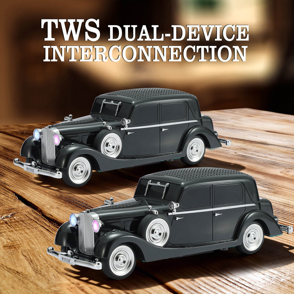 WSTER WS - 1934 Retro Classic Car Bluetooth Replica Speaker – Wireless HD Sound with FM Radio,TWS Stereo,LED Party Lights,Built - in Microphone Hands - Free Call, Surprise Portable Gift for Party Use - WSTER
