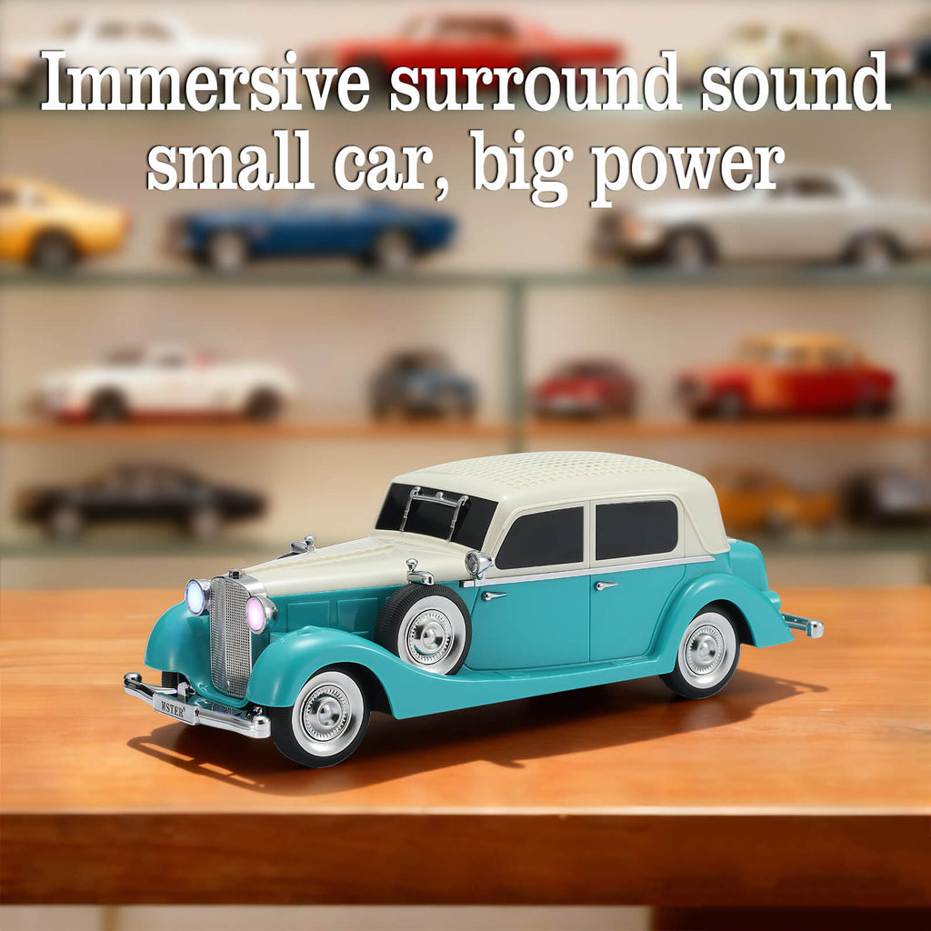 WSTER WS - 1934 Retro Classic Car Bluetooth Replica Speaker – Wireless HD Sound with FM Radio,TWS Stereo,LED Party Lights,Built - in Microphone Hands - Free Call, Surprise Portable Gift for Party Use - WSTER