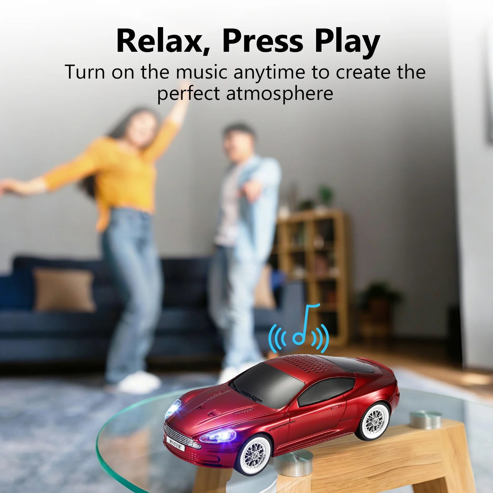 WSTER WS - 593 Grand Touring Sports Car Replica Bluetooth Speaker, LED Party Light, Portable Wireless Audio, TWS Pairing, FM Radio, TF Playback, Hands - Free Calling, Wonderful Choice for Kids - WSTER