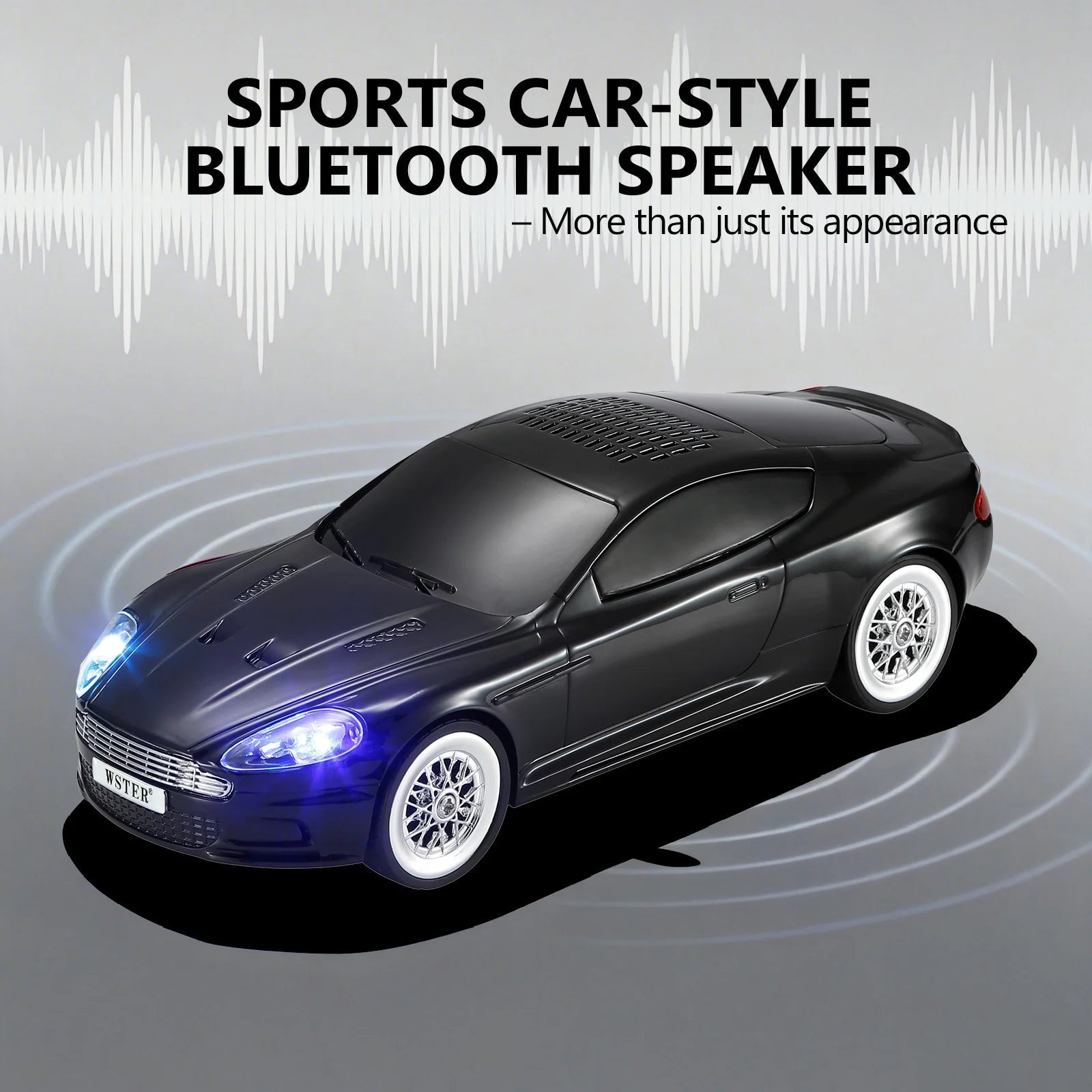 WSTER WS - 593 Grand Touring Sports Car Replica Bluetooth Speaker, LED Party Light, Portable Wireless Audio, TWS Pairing, FM Radio, TF Playback, Hands - Free Calling, Wonderful Choice for Kids - WSTER