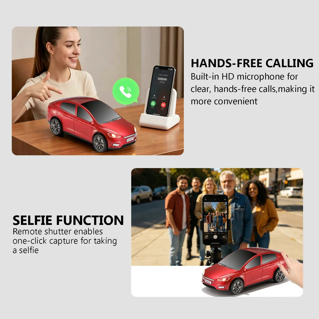 WSTER WS - 595 Modern Electric Sedan Replica Bluetooth Speaker, LED Flashing Effect, Portable Wireless Audio, TWS Pairing, FM, TF Playback, Hands - Free Calling, Wonderful Holiday Choice for Kids - WSTER