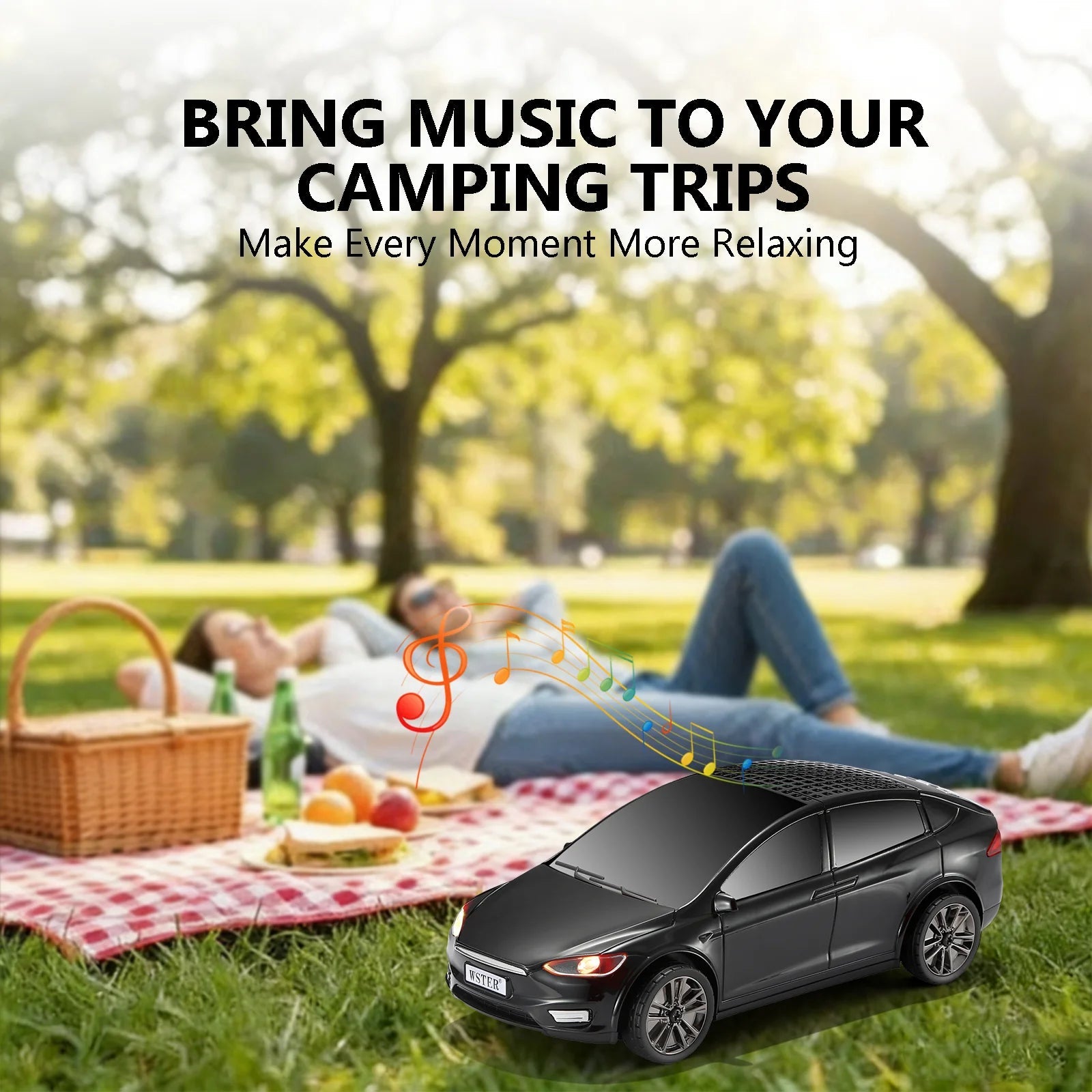 WSTER WS - 595 Modern Electric Sedan Replica Bluetooth Speaker, LED Flashing Effect, Portable Wireless Audio, TWS Pairing, FM, TF Playback, Hands - Free Calling, Wonderful Holiday Choice for Kids - WSTER