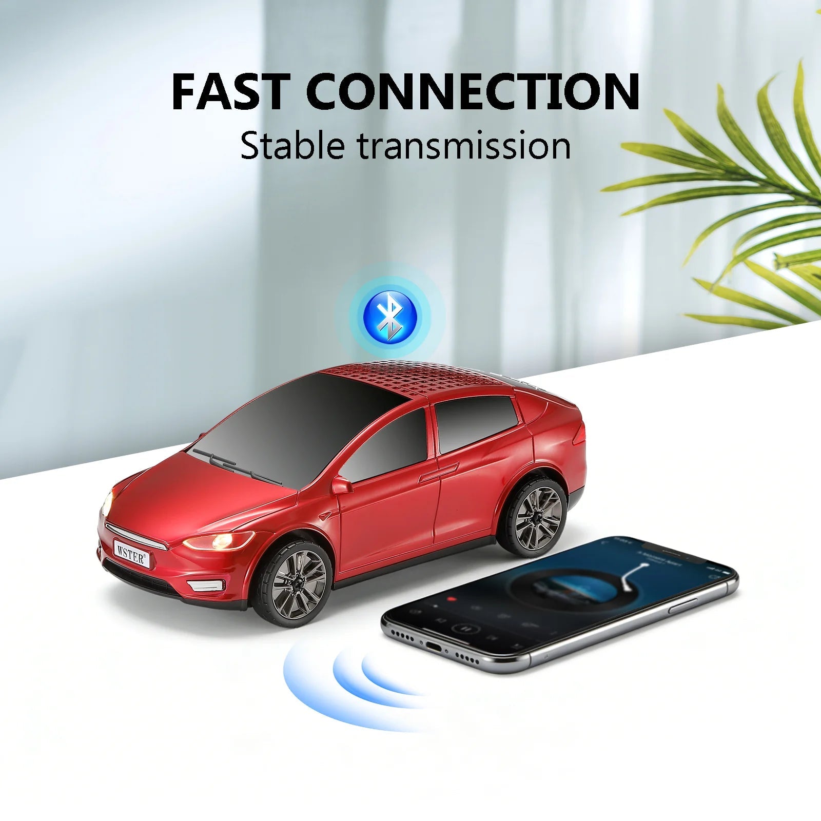 WSTER WS - 595 Modern Electric Sedan Replica Bluetooth Speaker, LED Flashing Effect, Portable Wireless Audio, TWS Pairing, FM, TF Playback, Hands - Free Calling, Wonderful Holiday Choice for Kids - WSTER