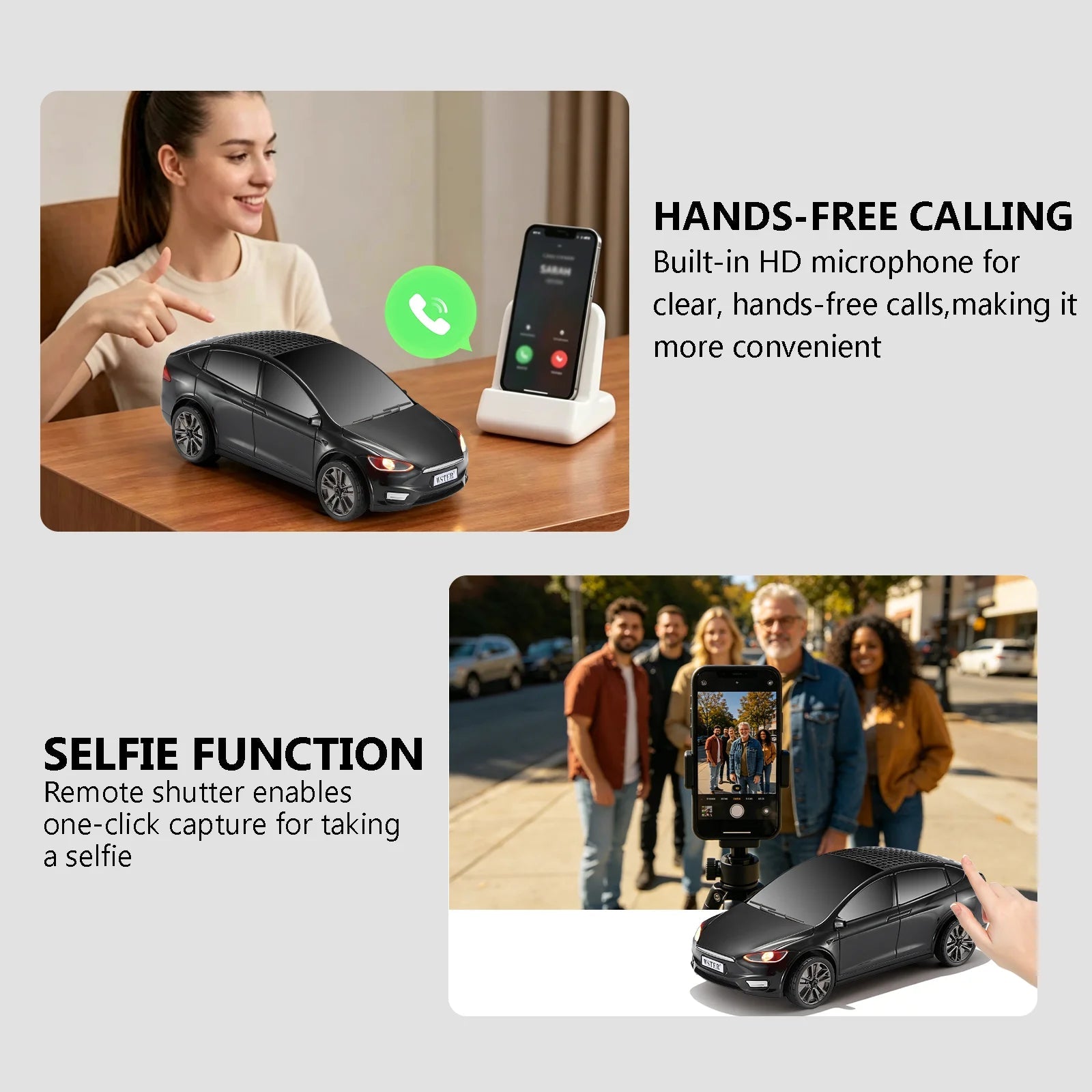 WSTER WS - 595 Modern Electric Sedan Replica Bluetooth Speaker, LED Flashing Effect, Portable Wireless Audio, TWS Pairing, FM, TF Playback, Hands - Free Calling, Wonderful Holiday Choice for Kids - WSTER