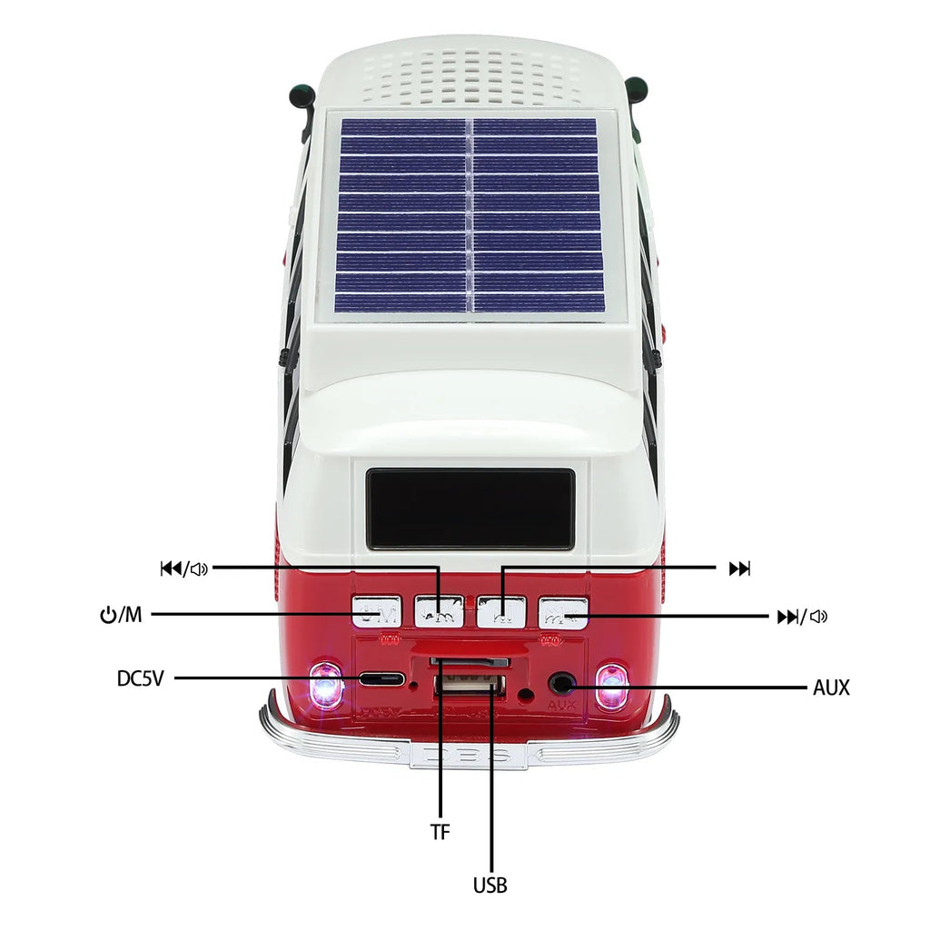 WSTER WS - 698 Retro Minibus Solar Bluetooth Speaker - WSTER