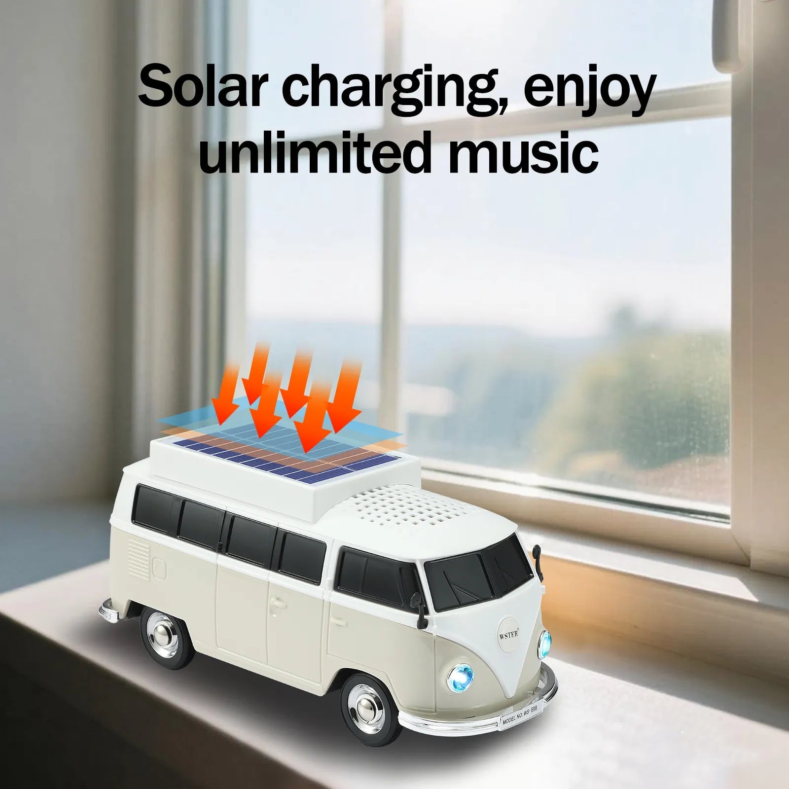 WSTER WS - 698 Retro Minibus Solar Bluetooth Speaker - WSTER