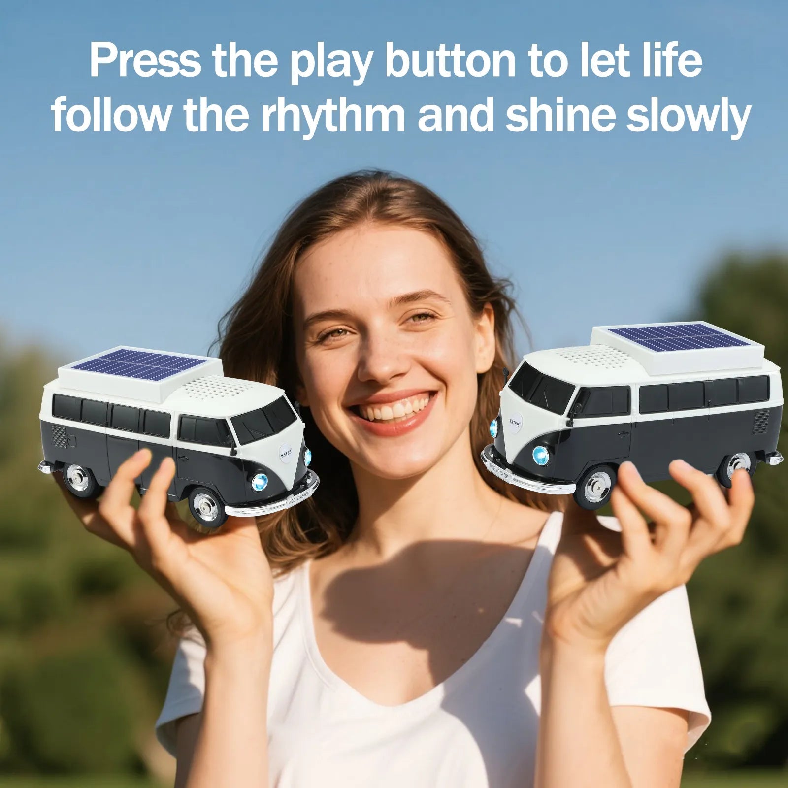 WSTER WS - 698 Retro Minibus Solar Bluetooth Speaker - WSTER