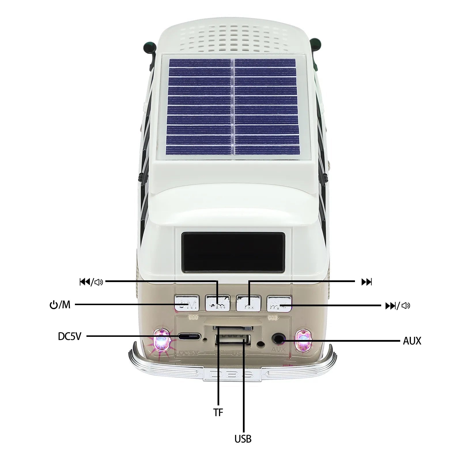 WSTER WS - 698 Retro Minibus Solar Bluetooth Speaker - WSTER