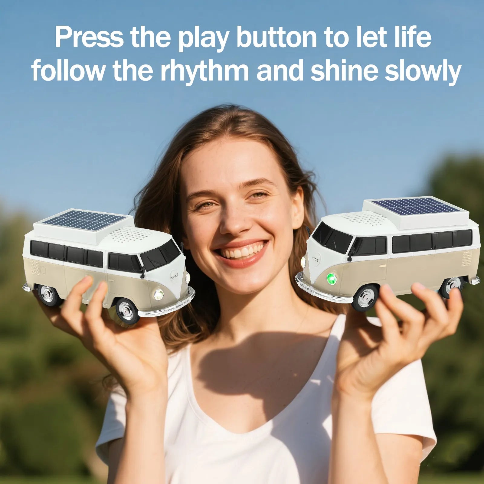 WSTER WS - 698 Retro Minibus Solar Bluetooth Speaker - WSTER