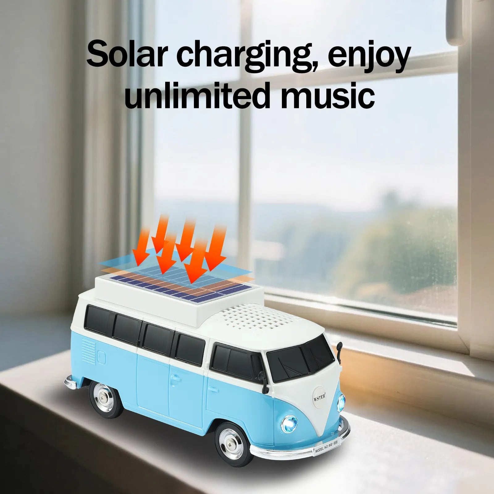 WSTER WS - 698 Retro Minibus Solar Bluetooth Speaker - WSTER