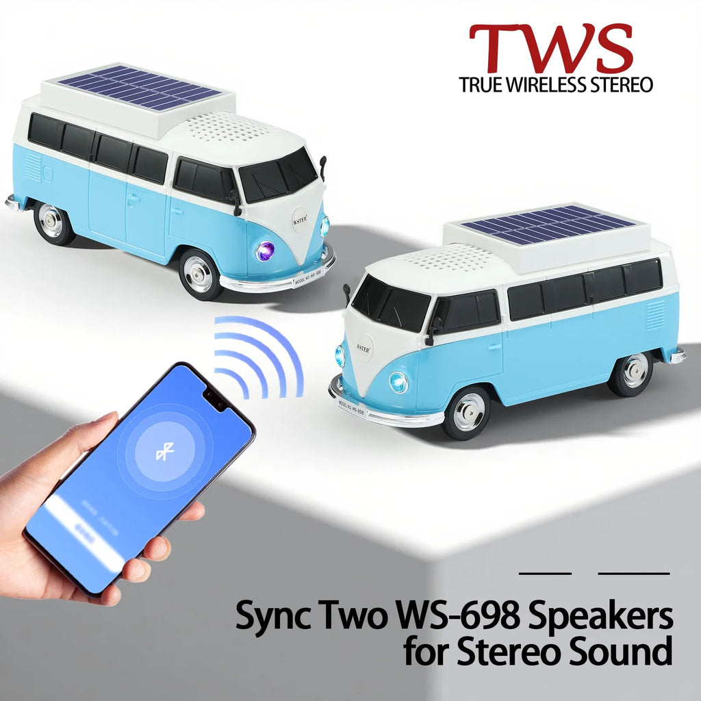 WSTER WS - 698 Retro Minibus Solar Bluetooth Speaker - WSTER