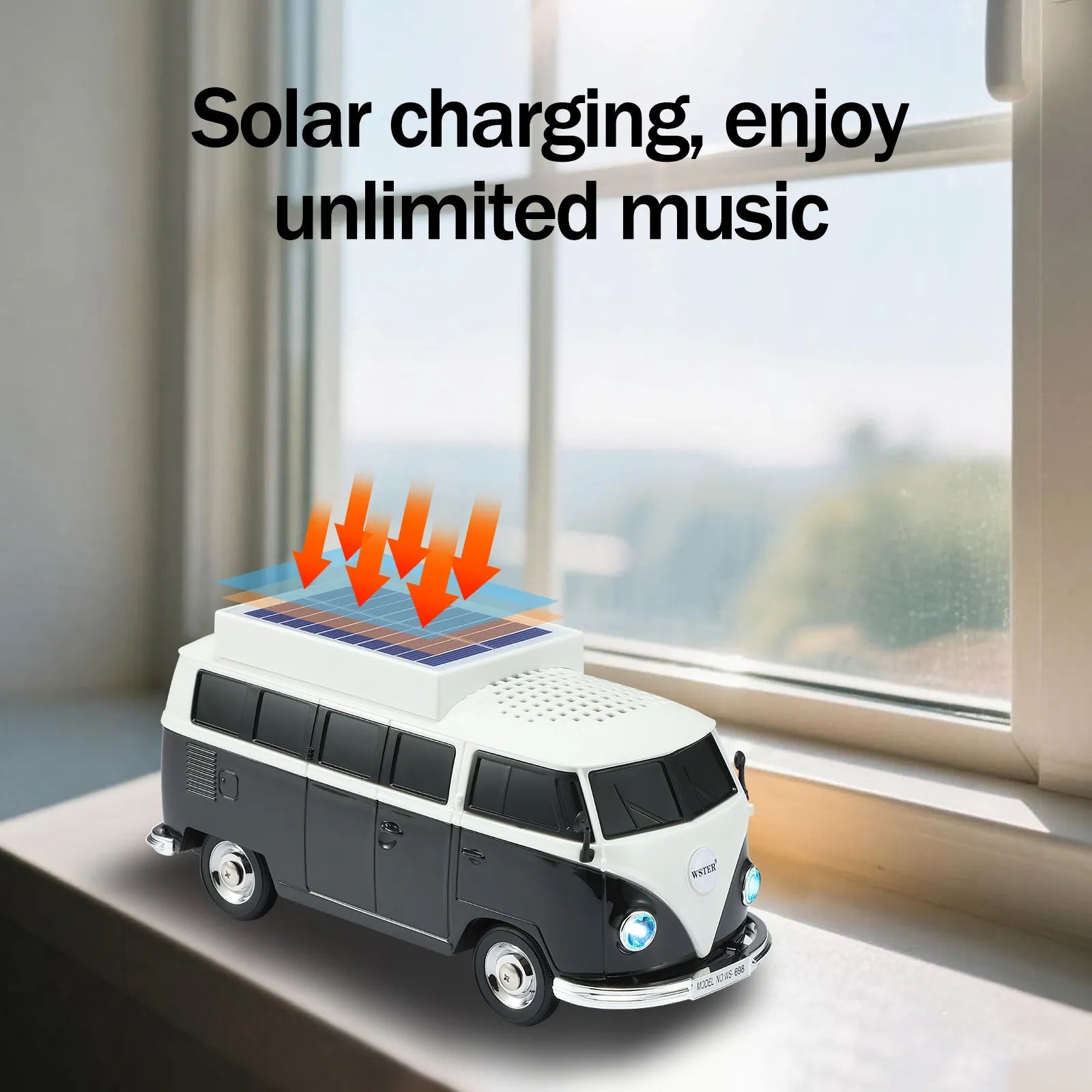 WSTER WS - 698 Retro Minibus Solar Bluetooth Speaker - WSTER