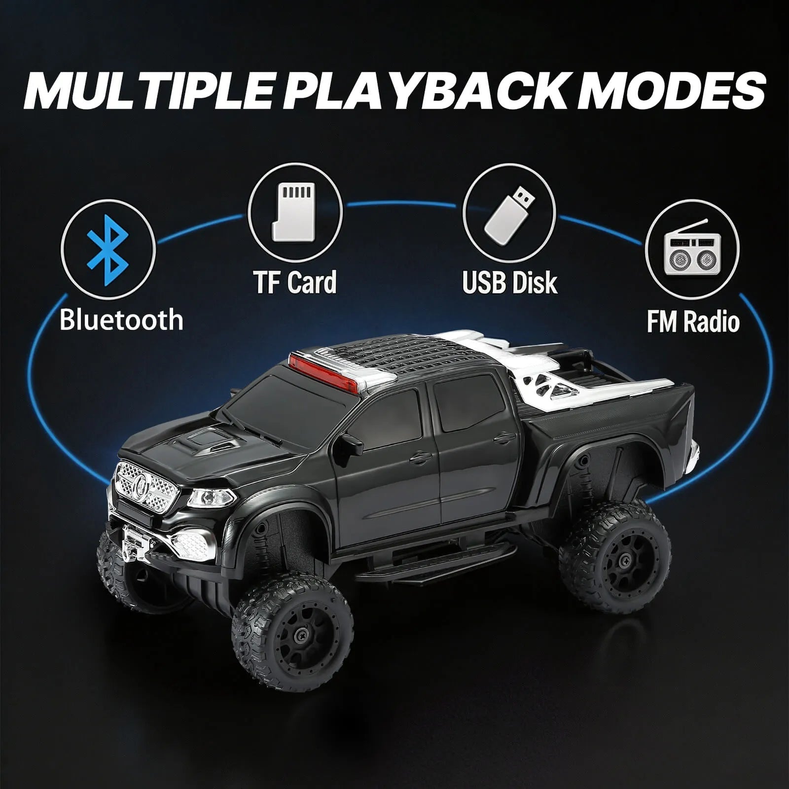 WSTER WS - X65 Pickup Truck Replica Bluetooth Speaker – HD Sound, FM Radio, TWS Stereo, LED Party Lights, USB/TF Playback, Built - in Mic – Cool Portable Car Design Speaker for Outdoors & Home - WSTER