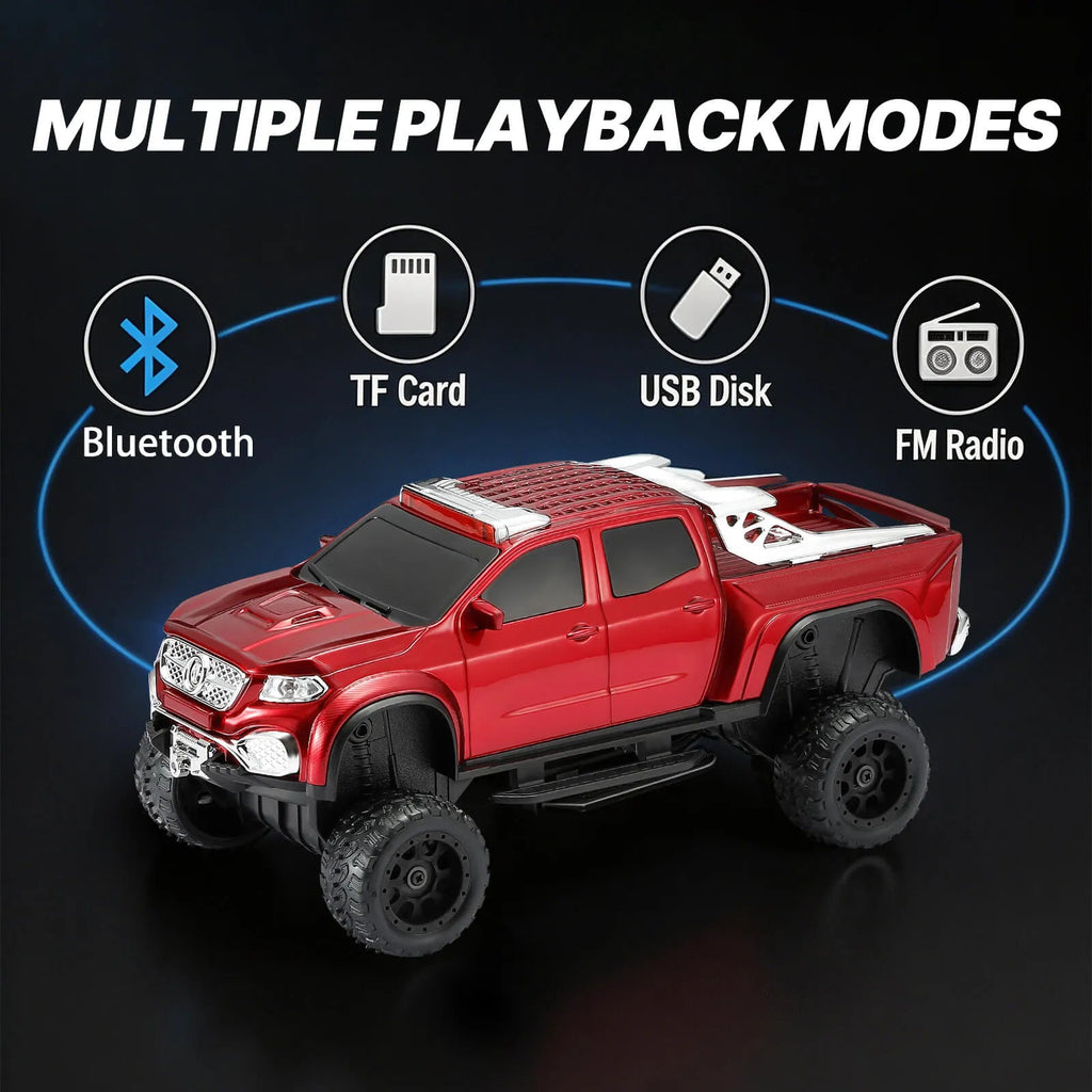 WSTER WS - X65 Pickup Truck Replica Bluetooth Speaker – HD Sound, FM Radio, TWS Stereo, LED Party Lights, USB/TF Playback, Built - in Mic – Cool Portable Car Design Speaker for Outdoors & Home - WSTER