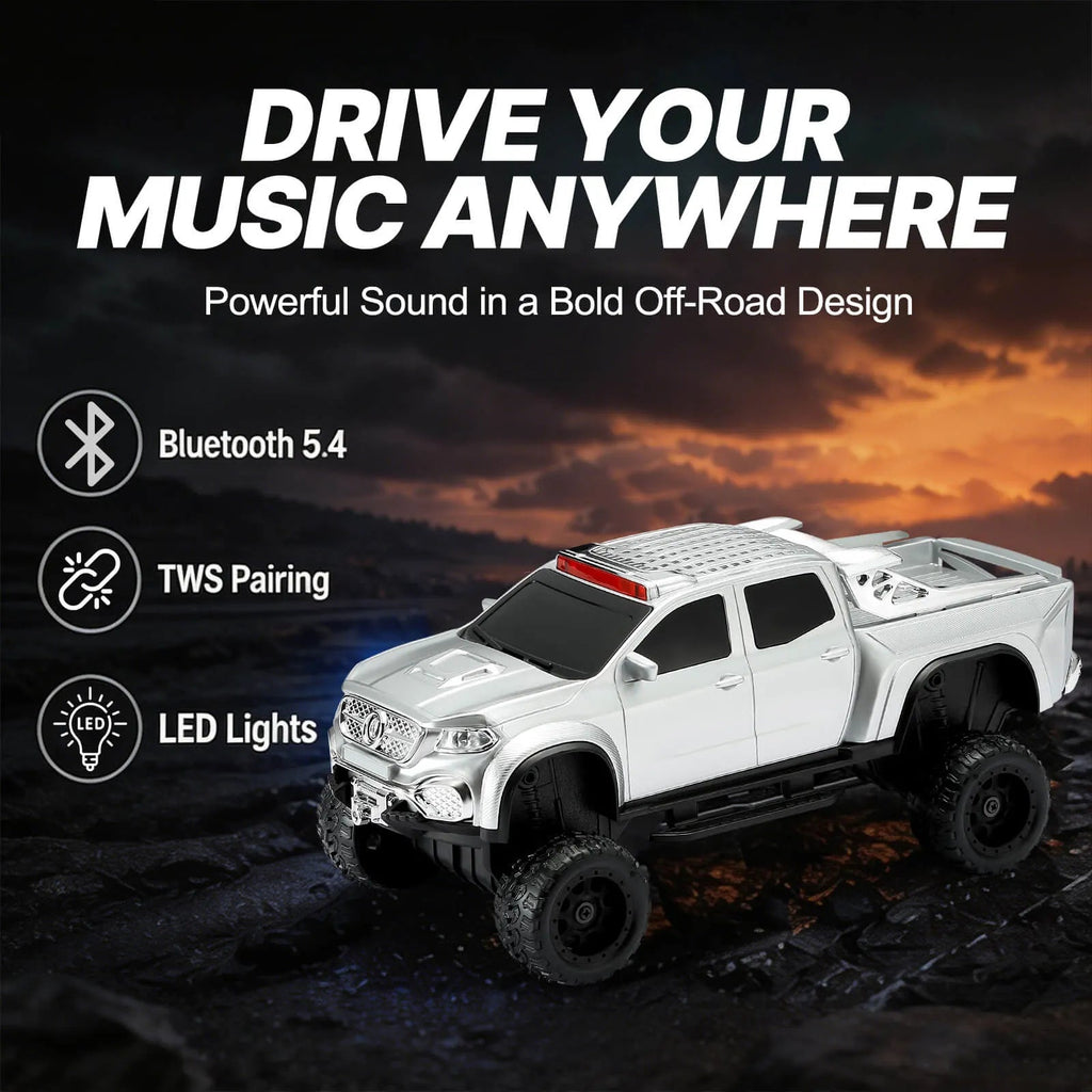 WSTER WS - X65 Pickup Truck Replica Bluetooth Speaker – HD Sound, FM Radio, TWS Stereo, LED Party Lights, USB/TF Playback, Built - in Mic – Cool Portable Car Design Speaker for Outdoors & Home - WSTER