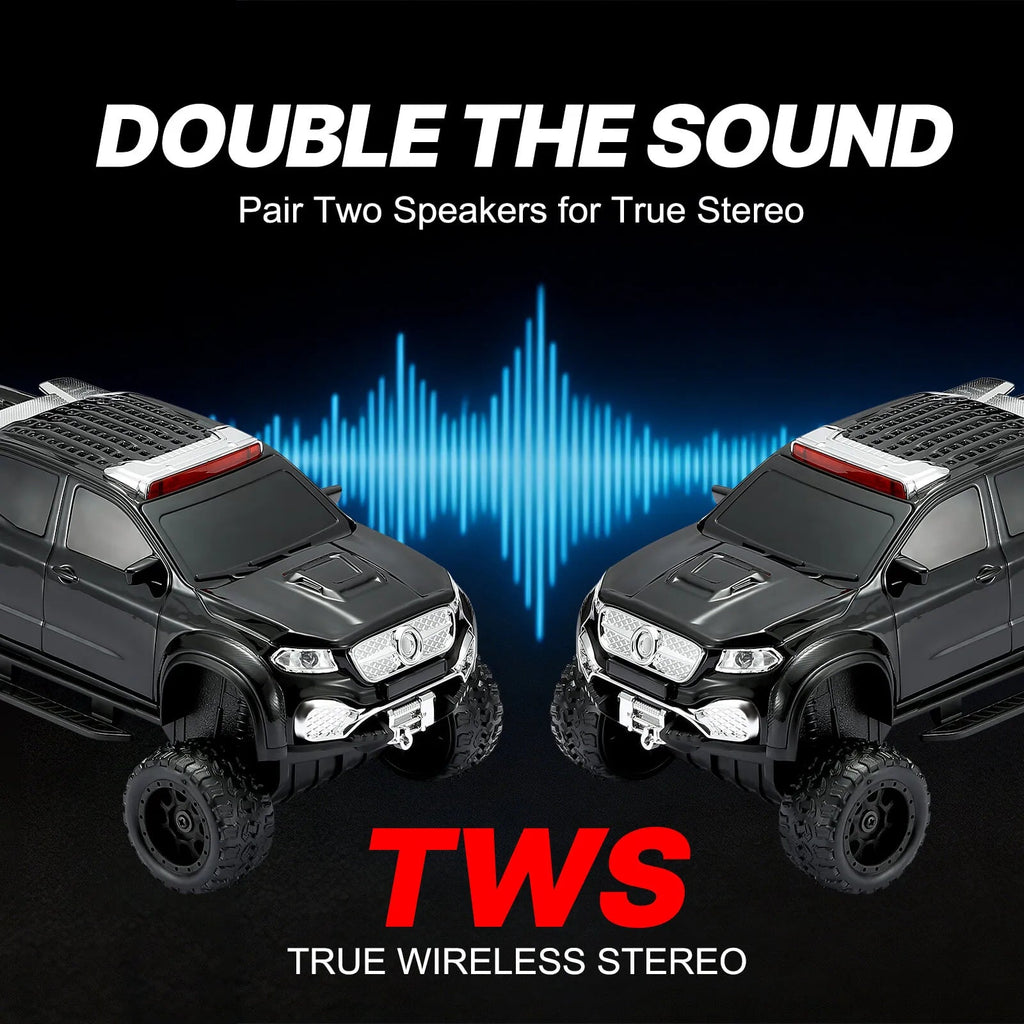 WSTER WS - X65 Pickup Truck Replica Bluetooth Speaker – HD Sound, FM Radio, TWS Stereo, LED Party Lights, USB/TF Playback, Built - in Mic – Cool Portable Car Design Speaker for Outdoors & Home - WSTER