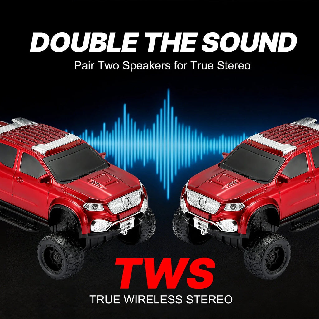 WSTER WS - X65 Pickup Truck Replica Bluetooth Speaker – HD Sound, FM Radio, TWS Stereo, LED Party Lights, USB/TF Playback, Built - in Mic – Cool Portable Car Design Speaker for Outdoors & Home - WSTER