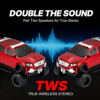 WSTER WS - X65 Pickup Truck Replica Bluetooth Speaker – HD Sound, FM Radio, TWS Stereo, LED Party Lights, USB/TF Playback, Built - in Mic – Cool Portable Car Design Speaker for Outdoors & Home - WSTER