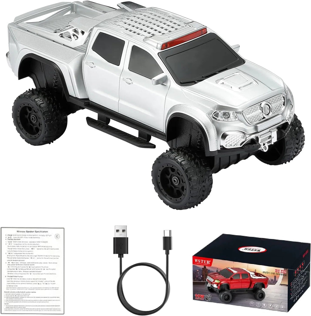 WSTER WS - X65 Pickup Truck Replica Bluetooth Speaker – HD Sound, FM Radio, TWS Stereo, LED Party Lights, USB/TF Playback, Built - in Mic – Cool Portable Car Design Speaker for Outdoors & Home - WSTER