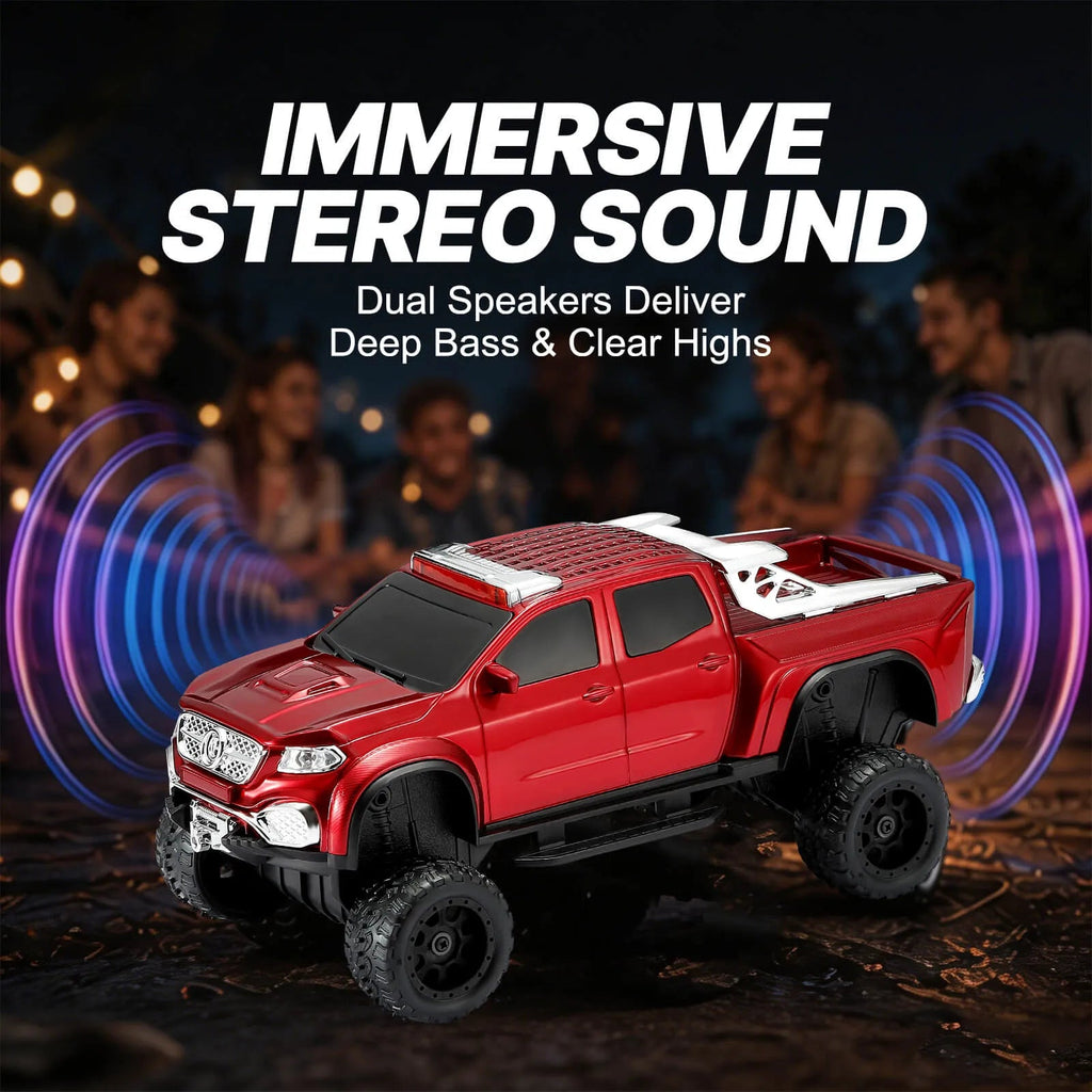 WSTER WS - X65 Pickup Truck Replica Bluetooth Speaker – HD Sound, FM Radio, TWS Stereo, LED Party Lights, USB/TF Playback, Built - in Mic – Cool Portable Car Design Speaker for Outdoors & Home - WSTER