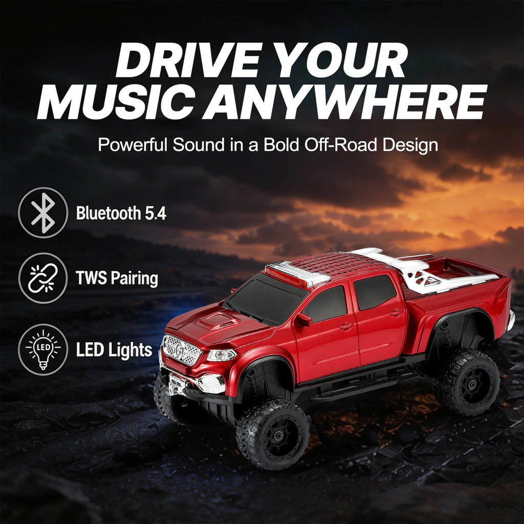 WSTER WS - X65 Pickup Truck Replica Bluetooth Speaker – HD Sound, FM Radio, TWS Stereo, LED Party Lights, USB/TF Playback, Built - in Mic – Cool Portable Car Design Speaker for Outdoors & Home - WSTER